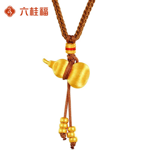 Liuguifu Jewelry Gourd Gold Pendant Women's Pure Gold 2025 New Style Pure Gold Necklace Pendant Birthday Gift for Girlfriend Mom Gold Weight 2.87g Gourd Pendant (Braided Rope Style)