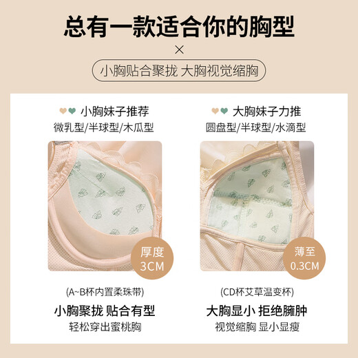 雅鹿内衣女小胸聚拢收副乳调整型防下垂显大上托无钢圈美背女士文胸罩 肤色 70A 32