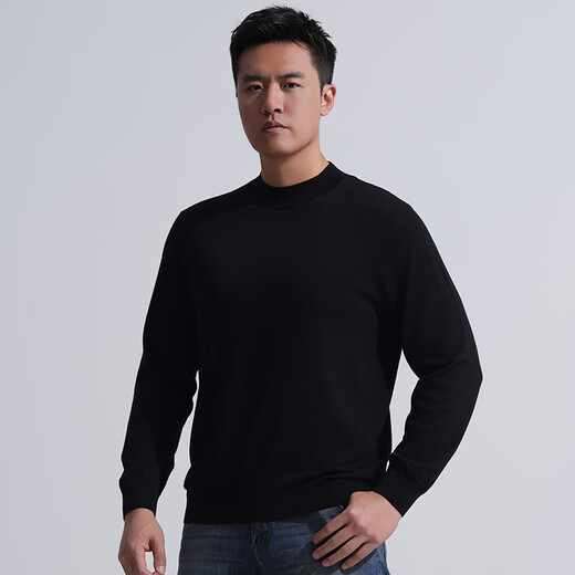 Longya Yinzhi Yunrong Merino wool round neck/V neck/half turtleneck sweater autumn and winter men's casual top, dark gray (round neck) M 175/96A