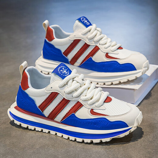 Adi Prince's Size Brand Herrenschuhe Sommer 2025 Neue Top -Top -Schuhe Männer vielseitiger Slip Soft Sohle bequeme leichte Luxus -Sportschuhe S9906 Weiß Red Lan 40