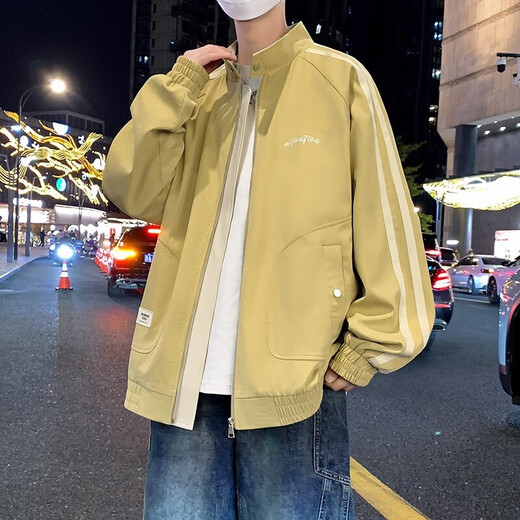 
HUALIN FASHION jacket men's spring and autumn 2025 trendy jacket casual workwear young and handsome thin top K15832 white gray M