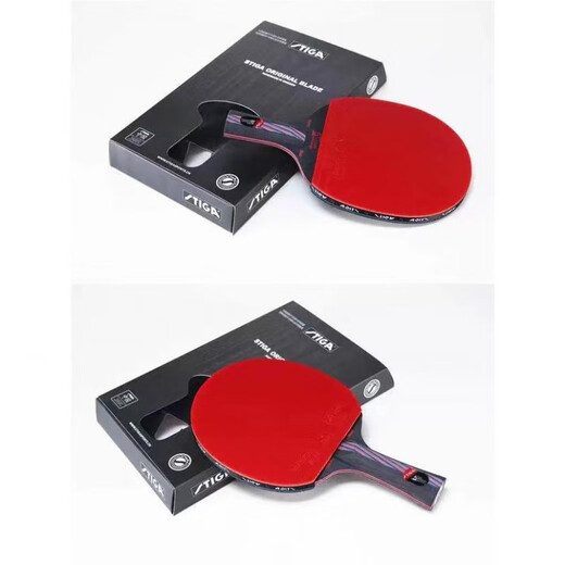 STIGA raqueta tenis de mesa Stika 9.8 hoja rosa siete tiro recto tiro horizontal Stika 9.8 carbono mango largo versión 1 tiro horizontal