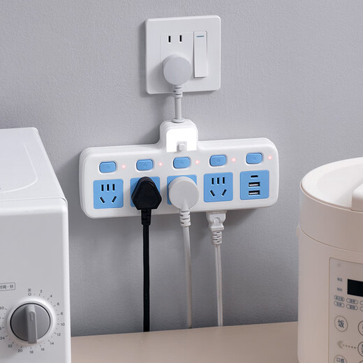 Nur Mittagssteckdose, kabelloser Konverter, Nachtlicht, USB-unabhängiger Schalter, Multifunktions-One-Turn-Mehrpositionssteckdose, Multi-Loch-Funkkopf, One-Turn, zwei reines Kupfer + Blitzschutz