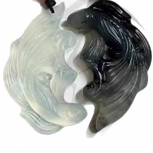 Pisces Jade Pendant Pisces Jade Pendant Pendant Best Friend Keepsake Sisters Pair New Chinese Style Pendant Necklace Ancient Style Accessories Pressed Pair Pair (Cyan)