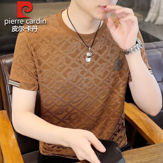 皮尔卡丹高档冰丝无痕短袖t恤男2025夏季新款中青年时尚薄款免烫抗皱上衣 【专柜品质】829白色 XL 【125-145斤】