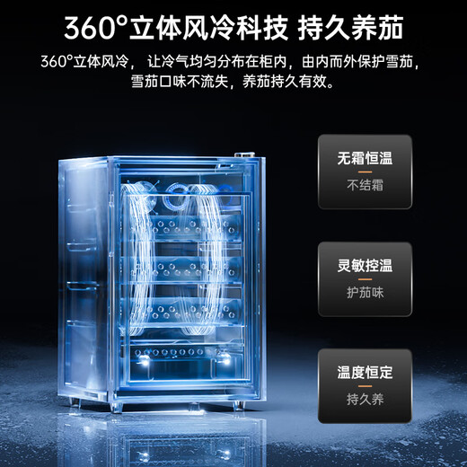 CIGARLOONG 60C cigar cabinet with constant temperature and humidity, small compressor cigar humidifier, Spanish cedar wood shelf, smart WiFi remote control, water ion removal and ammonia cultivation, cigar cabinet, cedar wood liner, cigar box, Cuban pattern + fingerprint lock + purified ammonia + WiFi