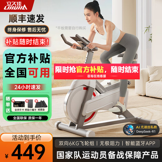 Lijiujia spinning bicycle home smart sports fitness equipment indoor silent bicycle small D100 12Jin Jin equals 0.5kg flywheel set/free plug-in/200Jin Jin equals 0.5kg load bearing