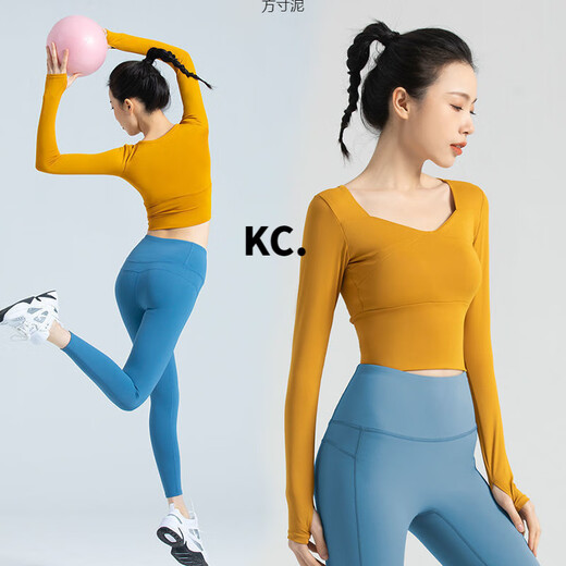 Kaooseen yoga wear sports tops for women 2025 spring and summer thin fitness clothes quick-drying running slim Pilates long-sleeved suit three-piece bra set berry purple + tomato purple S ((Recommended 80-90Jin Jin equals 0.5 kg))