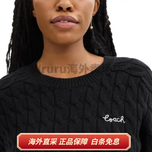 Coach (Coach) FW24 Solid Color Letter gedruckt runden Hals langärmeliger Pullover für Frauen schwarz Schwarz S