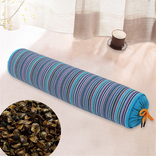 Chenran whole buckwheat pillow, old coarse cloth cervical spine pillow, neck pillow, candy pillow, round pillow, cylindrical pillow, flower and grass pillow, buckwheat shell, removable and washable blue cylindrical pillow, one pack