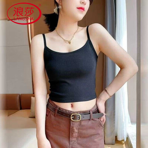 LangSha brand threaded cotton camisole women's outer summer top bottoming shirt soft cotton short anti-exposure tube top white without breast pad 1 piece XL (118-125Jin Jin equals 0.5kg)