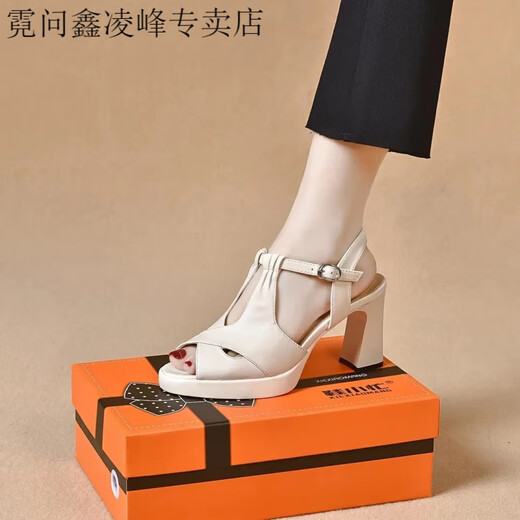霓问妃丽轻奢女鞋鞋小忙鱼嘴鞋台凉鞋桐乡市洲泉爱美丽皮鞋店MR.DE 黑色 【品质现货直发】 34