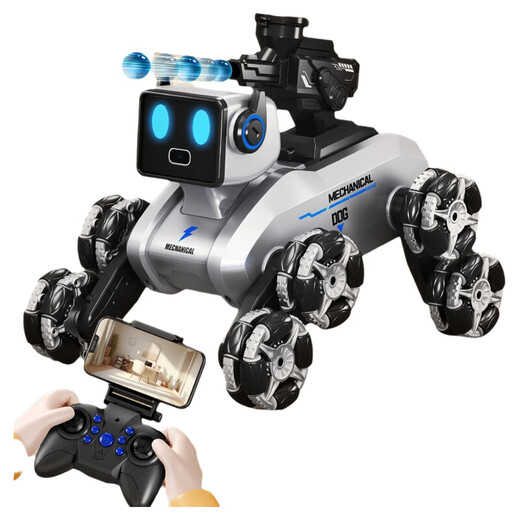 Anschließen der Cat Electric Electric Intelligent Maschinenhund Spielzeugwagen Acht Räder Kindergeste-Geste Drei-Sensor-Fernbedienung Autos Geschenkroboter 8 Remote-Echtzeit-Aufklärungskamera und Photo-Interaktion + Handle Drei elektrische Ersatzteile 3 Sätze Lithiumbatterien + Fernbedienung Batterie + Schraube
