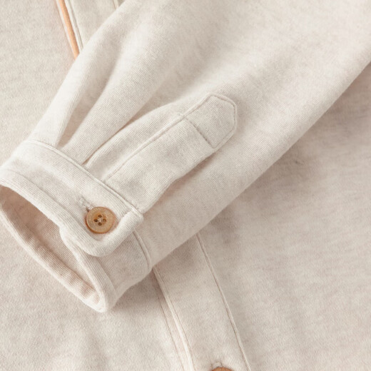 DAVE&BELLA pure cotton boys' shirts, college style children's long-sleeved shirts, spring clothes, new children's tops, boys' baby clothes, light khaki, in stock, 80 cm (recommended height 73-80cm)