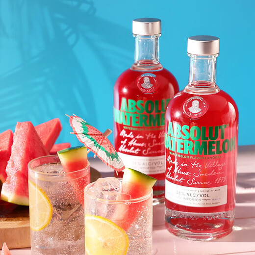 绝对伏特加（Absolut Vodka）洋酒 40度 瑞典原装进口鸡尾酒 调酒基酒 长岛冰茶 西瓜味 700mL 1瓶