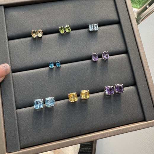 DRJEFUN natural colored gemstone crystal earrings, four-claw earrings, simple and elegant gift for best friend and girlfriend 4.3 7 Tanzanite (main stone about 3.5mm)