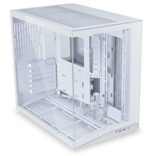 LIANLI联力O11D MINI V2机箱 海景房紧凑型 支持ATX主板 360水冷 可调直立显卡支架 倾斜底板 带防尘网 O11D MINI V2无风扇版 紧凑型机箱 白色