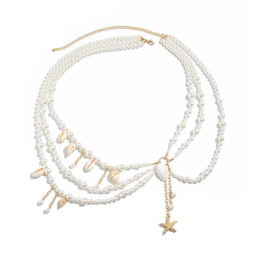 Shantou Lincun Conch Starfish Imitation Waist Chain Women's 2025 Summer Fashion Versatile Internet Celebrity Seaside Travel Vacation Photo Accessories Gold