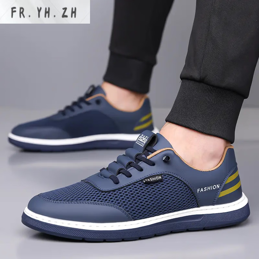 
FR.YH.ZH Boniu Weisheng men's shoes for summer soft sole breathable outdoor mesh shoes fashionable sports and casual shoes driving air conditioning shoes blue (9209) 42 (standard leather shoe size)
