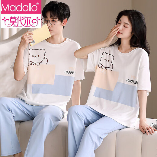 Pajama de dibujos animados modal de gran tamaño Hombres y mujeres Pantalones de manga corta El algodón pareja se puede usar afuera de un traje casual de casas sueltas 691 L Estilo de mujeres