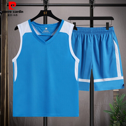 皮尔卡丹（pierre cardin）2025新款篮球服套装男定制透气速干球衣无袖背心男士夏季训练比赛 1049白紫 L 建议80-100斤
