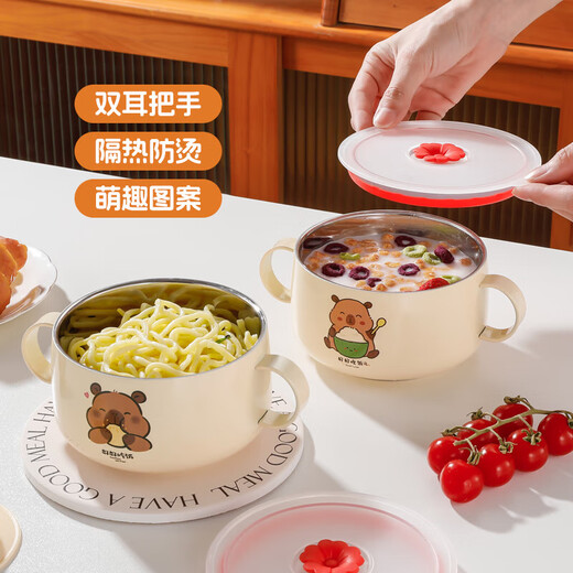 Kapibala Kinderschale Baby ergänzende Lebensmittelschale Baby -Tabelle Kinder essen Suppe Schüssel 316 Edelstahl Doppelte 316 Antibakterielle Kindergänzungsfutterschale [Single Bowl]