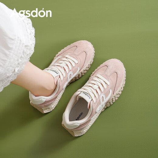 Agsdon German training shoes for women new versatile breathable sneakers for women thick-soled fashion casual shoes B151373 pink 38