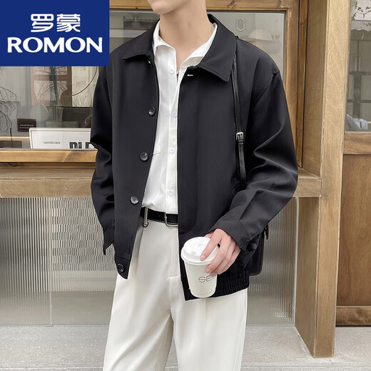 罗蒙（ROMON）夹克外套男痞帅感厅局风行政夹克英伦雅痞男装休闲小西装 深卡其 M