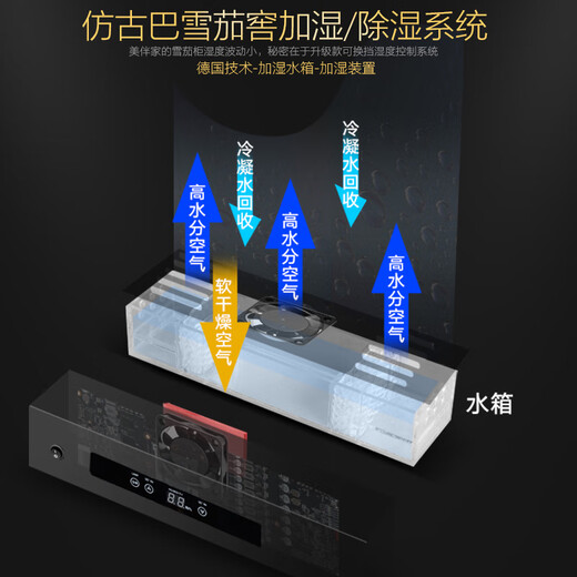 Shuangyoumeibanjia JC-46C cigar cabinet with constant temperature and humidity, household electronic cedar wood solid wood refrigerated cigar humidifier, moisturizing model (about 150 pieces)
