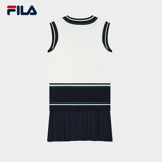 
FILA Yang Mi's official File women's knitted skirt 2025 autumn new fashionable casual color-block sleeveless dress Secret mirror blue-DB L 170/88A/L