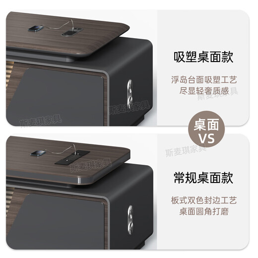 Simaqi boss desk office desk light luxury high-end modern simple short side cabinet president desk executive desk manager desk computer desk 2.2 meters table ordinary surface + chair + six door bookcase