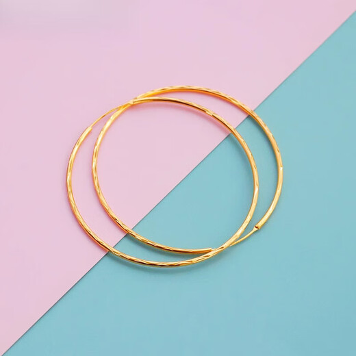 DL 1998 Fat Donglai same style 18K gold large hoop earrings 2025 new model main picture pattern gold color 5.0 cm