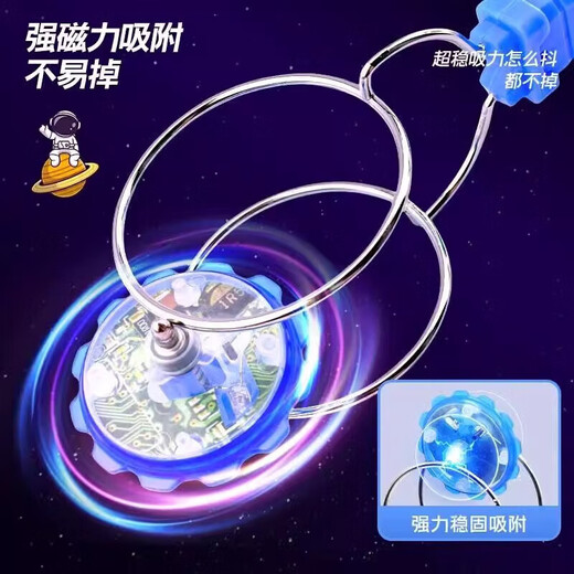 
Hand-cranked inertial rotation magic flying gyro creative colorful luminous magnetic track children's educational pressure reduction toys 2 random