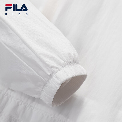 FILA Children's Sun Protection Clothing 2025 Autumn New Loose Hooded Woven Jacket for Boys, Middle and Large Children Standard White-WT 160