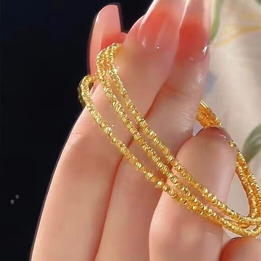 Juke counter gold-plated silver-colored gold-colored bouncy three-circle crushed ice bracelet for women as a Valentine's Day gift for Chinese Valentine's Day