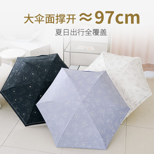 WPC sunscreen parasol small and portable dual-purpose women's high-quality hook sun umbrella vinyl ultraviolet pearl retro umbrella-white 801-15924-102OF