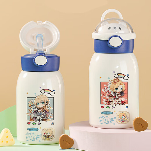 Chengliu time and space painting traveler surrounding Ain thermos cup animation with straw Lu Chen Luo Xia Silan Ye Xuan water cup straw thermos cup 500ml QA3884 Lu Chen