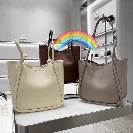CHARLES&KEITH230782647大容量通勤手提单肩托特包子母包大 奶油黄色