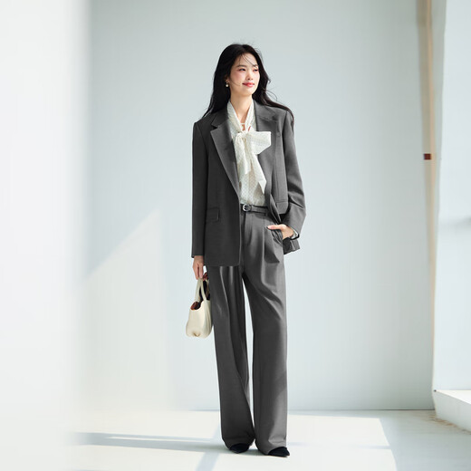 Eveli (eifini) Jiang Xin endorses the classic continuation of the college style miu style exquisite commuter shoulder suit jacket for women, dark gray M