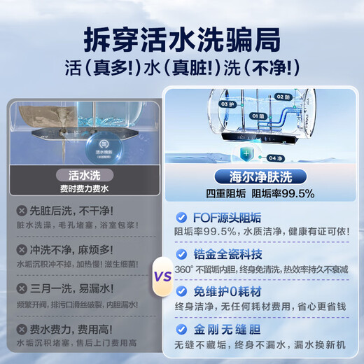 Haiers nationale Subvention von 20% Elektrischen Warmwasserbereiter 60 Liter Xiaohonghua JH7 Edelstahl frischwasserhaut Reinigung ohne Reinigung