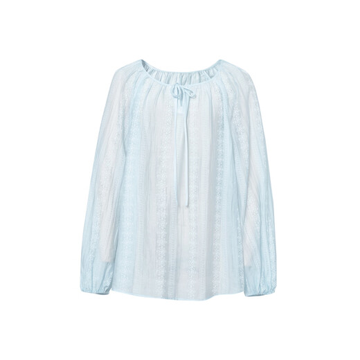 Eifli (eifini) Eifli printed loose collar shirt for women 2025 summer new commuter versatile casual top for women Blue S 80-110Jin [Jin equals 0.5 kg]