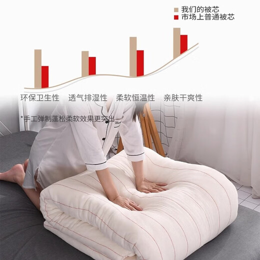 Keruorina Xinjiang first-grade long velvet quilt pure cotton quilt quilt core winter quilt cotton mattress quilt quilt bottom cotton handmade Xinjiang cotton quilt 6Jin [Jin equals 0.5 kg] 150x200cm