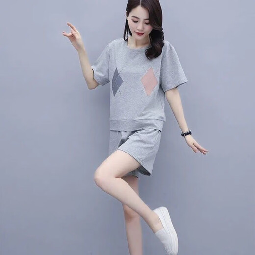 
Pier Cardin summer fat mm casual sports suit short-sleeved women's large size new fashionable shorts loose running suit two-piece set 687 navy blue M Recommended 80-95 Jin [Jin equals 0.5 kg]