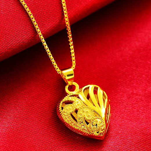 MHFDO old phoenix quality gold color love temperament Nordic gold necklace love pendant for women peach heart artificial tin 1 chain length quality