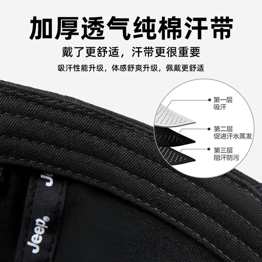 Jeep (JEEP) hat men's and women's baseball cap four seasons pure cotton outdoor sun protection visor duck cap versatile fishing mountaineering travel hat black
