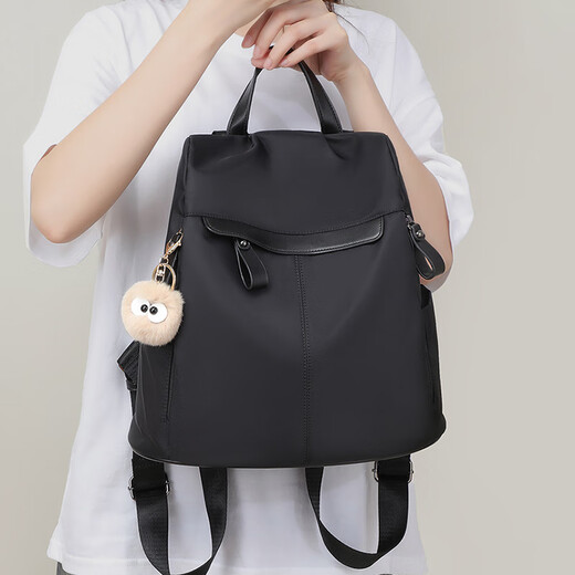 Ehangy bag women's backpack 2025 new commuter travel canvas large capacity schoolbag Valentine's Day gift for girlfriend black (gift box packaging/written greeting card)