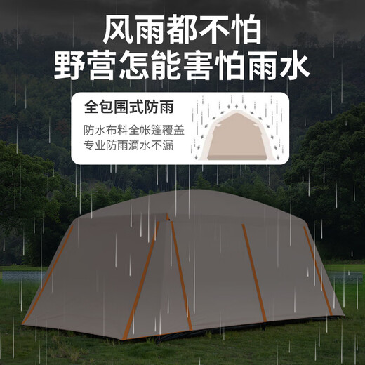 Kairoad Outdoor Tent Camping plus deux chambres, une protection solaire au soleil, une protection contre la pluie, des pique-niques extérieurs de nuit, un ensemble complet d'équipement de voyage en famille [deux chambres, un salon] Tente étanche complète 4-6 personnes