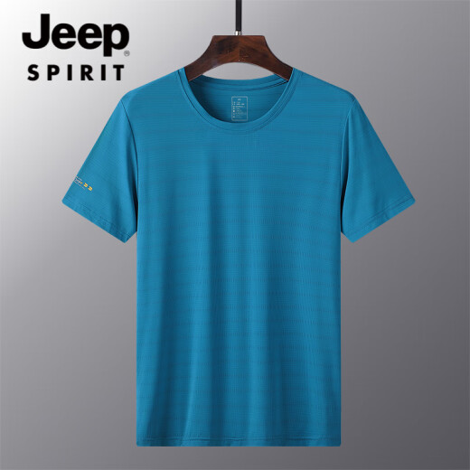 JEEP SPIRIT夏季薄款冰丝速干t恤男宽松大码运动休闲圆领透气冰丝上衣T恤 JEEP6628男白色LAY LOW L 女105-115斤