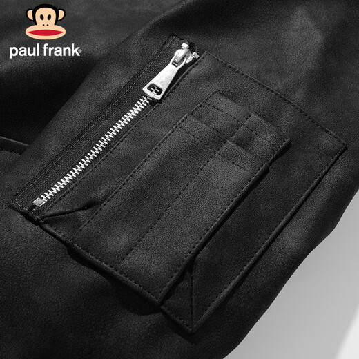 Paul Frank Jacket Men's Workwear Leather Jacket Men's Spring and Autumn Trendy American Fake Two-piece Motorcycle Jacket Men's Brown XL