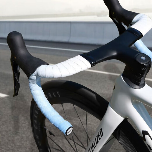 Complete road handlebar with gradient color non-slip wear-resistant strap mountain bike shock-absorbing handlebar maze pattern white and blue gradient
